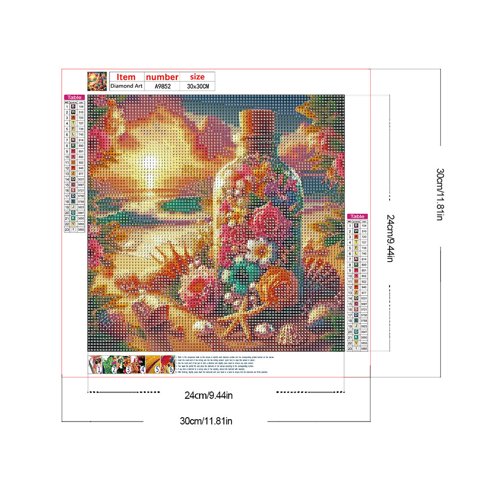 Diamond Painting - Full Round - Flower vase on the beach (30*30CM)