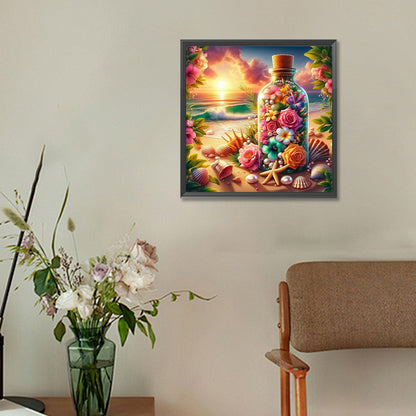 Diamond Painting - Full Round - Flower vase on the beach (30*30CM)