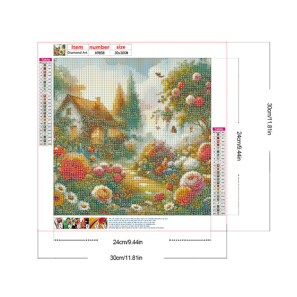 Diamond Painting - Full Round - Hut in the flowers (30*30CM)