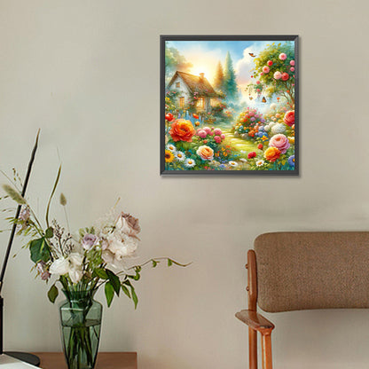 Diamond Painting - Full Round - Hut in the flowers (30*30CM)
