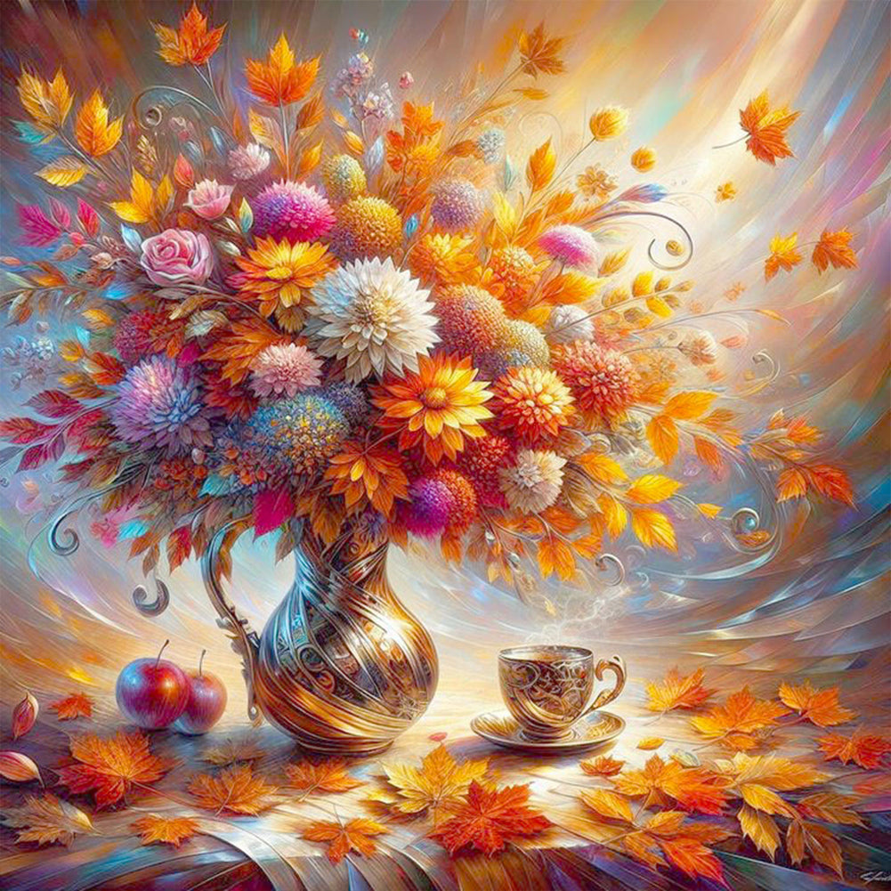 Diamond Painting - Full Round - Autumn style vase (30*30CM)