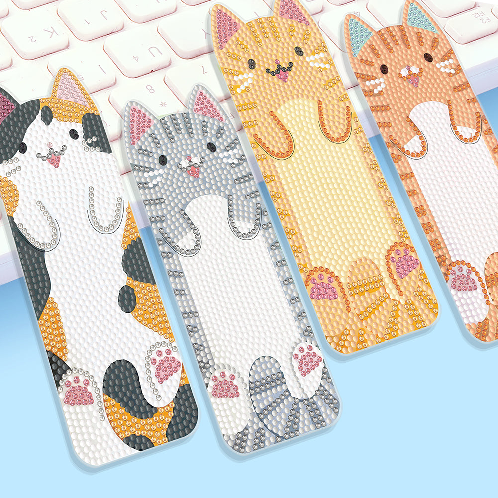 4Pcs Cat Diamond Bookmark Art Projects Diamond Art Bookmark for Adults Beginners