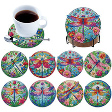 Load image into Gallery viewer, 8Pcs Wooden Dragonfly 5D Diamond Painting Coasters Kit for Adults Beginners
