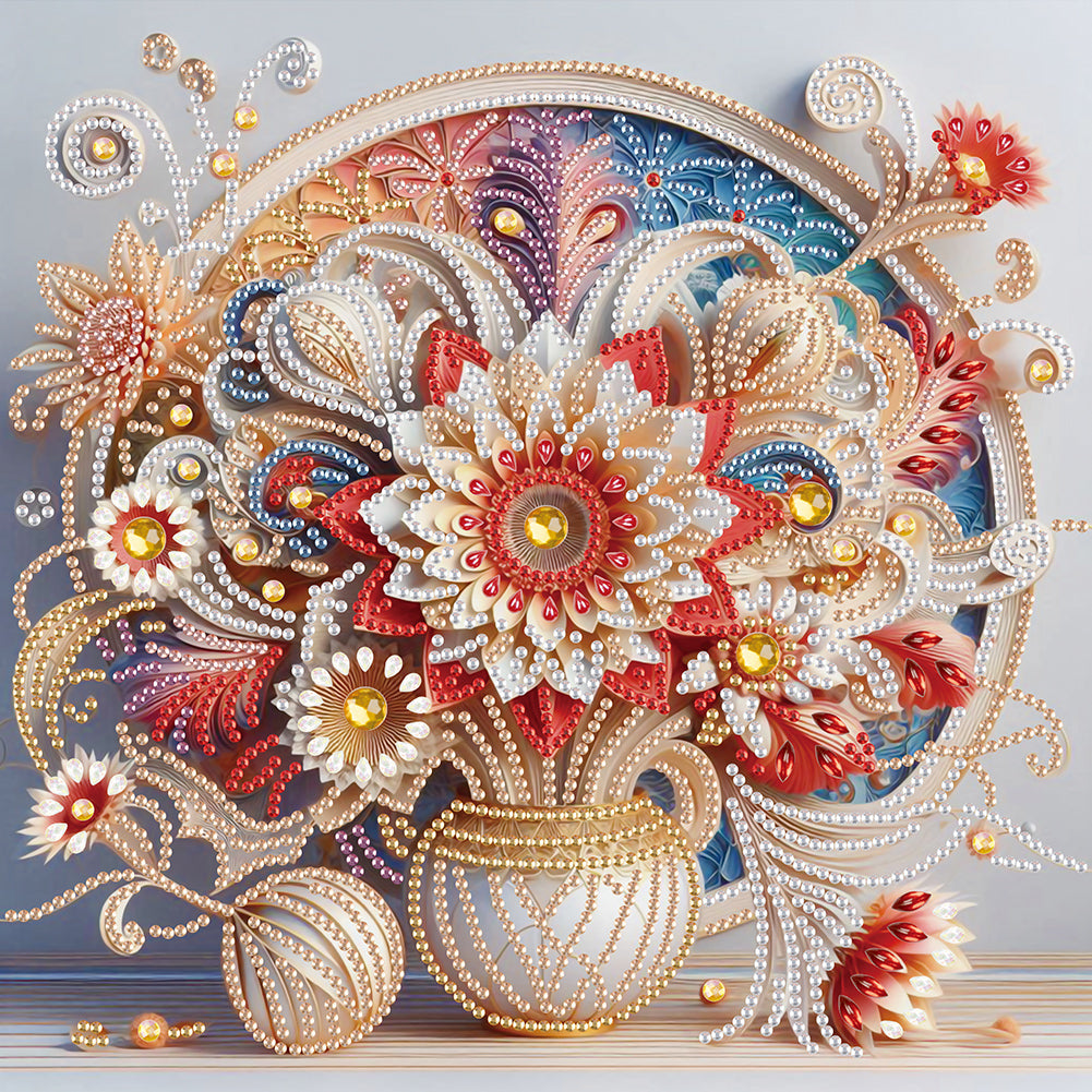 Diamond Painting - Partial Special Shaped - Sun Paper Flower Vase (30*30CM)