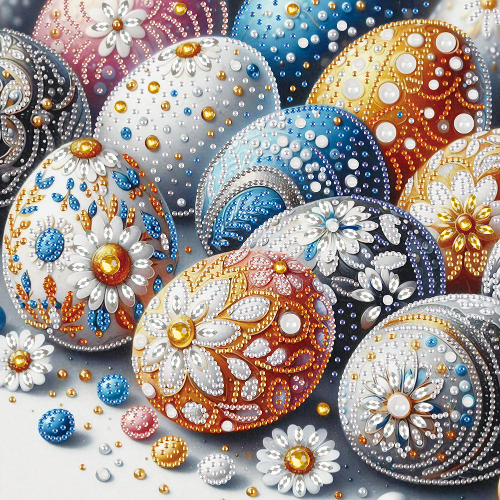 Diamond Painting - Partial Special Shaped - Flower Egg Pile (30*30CM)