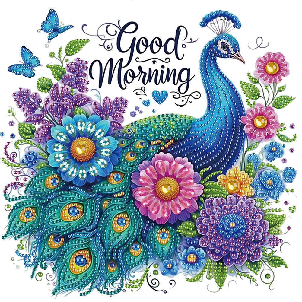 Diamond Painting - Partial Special Shaped - Good morning peacock (30*30CM)