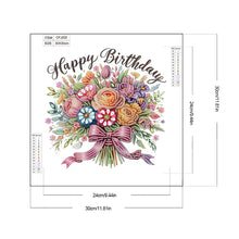 Load image into Gallery viewer, Diamond Painting - Partial Special Shaped - Happy birthday bouquet (30*30CM)
