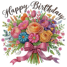 Load image into Gallery viewer, Diamond Painting - Partial Special Shaped - Happy birthday bouquet (30*30CM)
