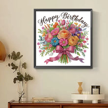 Load image into Gallery viewer, Diamond Painting - Partial Special Shaped - Happy birthday bouquet (30*30CM)

