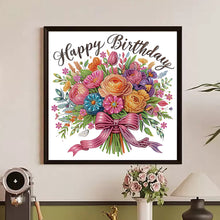 Load image into Gallery viewer, Diamond Painting - Partial Special Shaped - Happy birthday bouquet (30*30CM)
