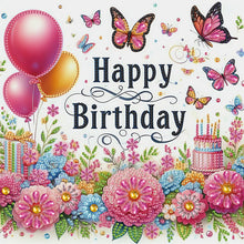 Load image into Gallery viewer, Diamond Painting - Partial Special Shaped - Happy birthday flowers and butterflies (30*30CM)
