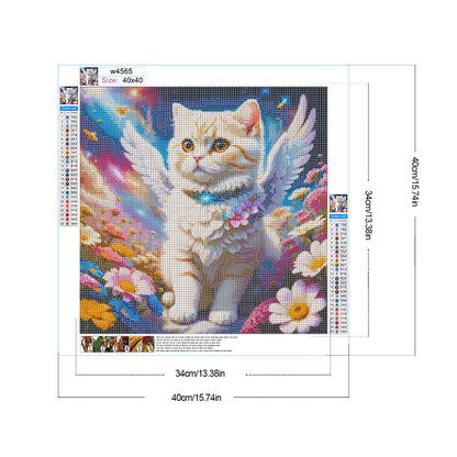 Diamond Painting - Full Round - Aurora Flower Angel White Cat (40*40CM)