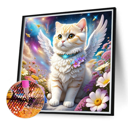 Diamond Painting - Full Round - Aurora Flower Angel White Cat (40*40CM)