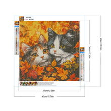 Load image into Gallery viewer, Diamond Painting - Full Round - Maple Leaf Pile Double Cat (40*40CM)
