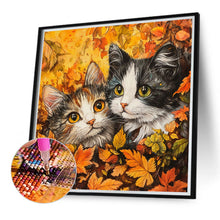 Load image into Gallery viewer, Diamond Painting - Full Round - Maple Leaf Pile Double Cat (40*40CM)
