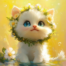 Load image into Gallery viewer, Diamond Painting - Full Round - White Cat With Wreath (40*40CM)
