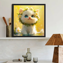 Load image into Gallery viewer, Diamond Painting - Full Round - White Cat With Wreath (40*40CM)
