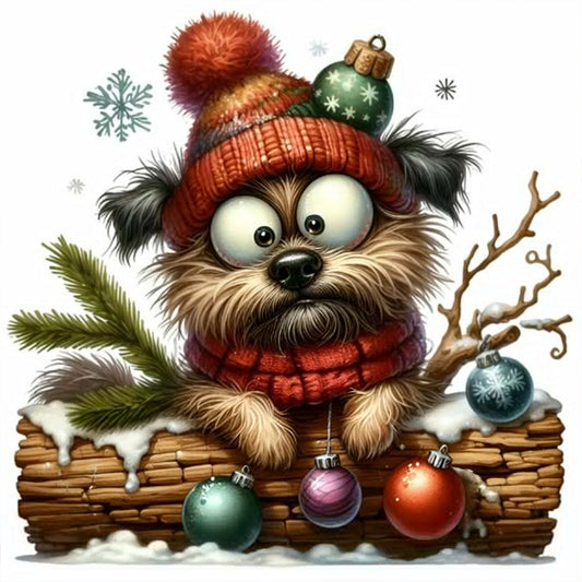 Diamond Painting - Full Round - Christmas Puppy (30*30CM)