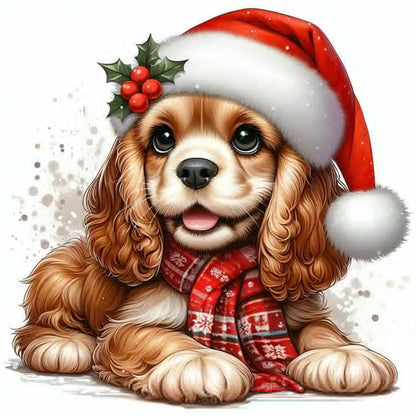 Diamond Painting - Full Round - Christmas Puppy (30*30CM)