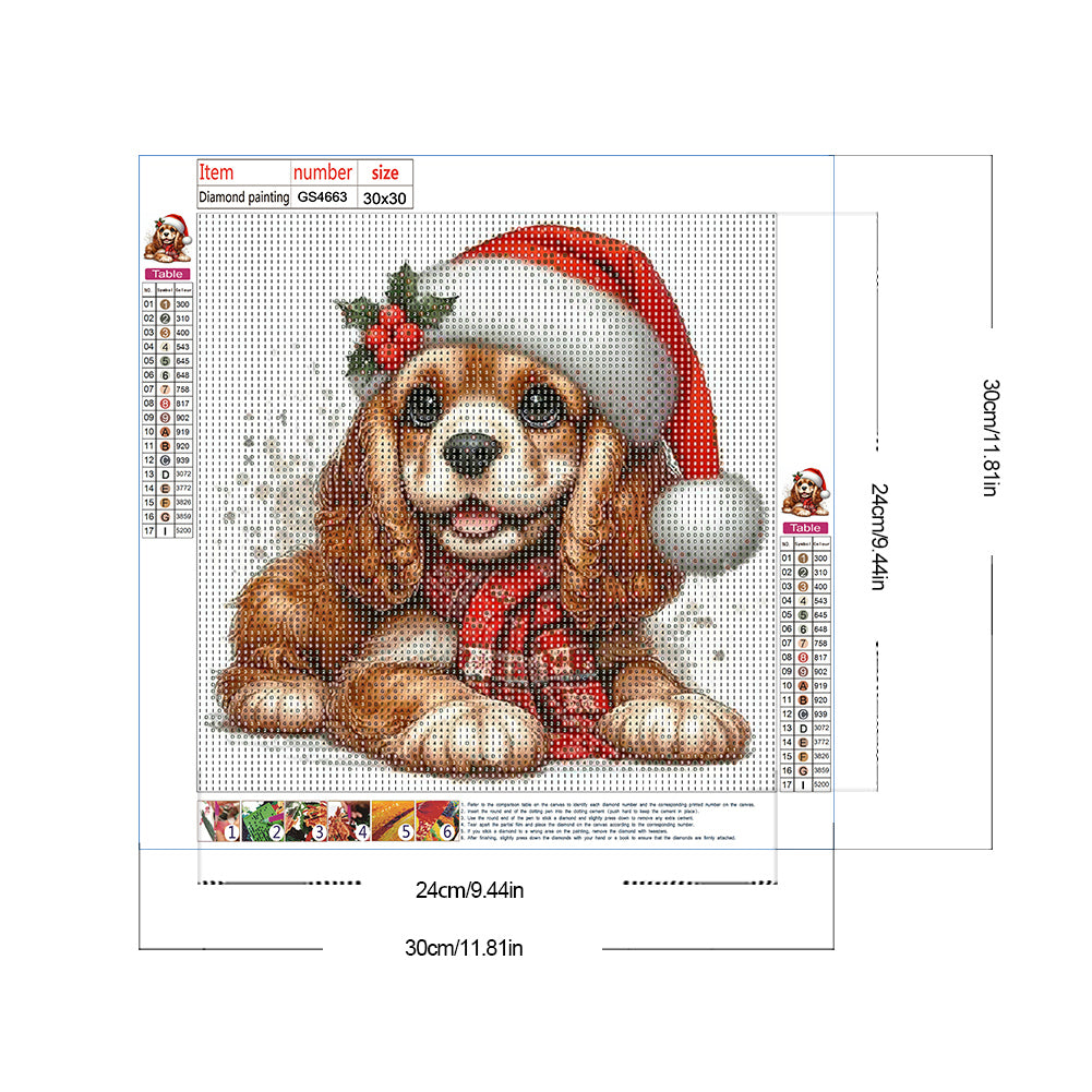 Diamond Painting - Full Round - Christmas Puppy (30*30CM)