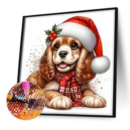 Diamond Painting - Full Round - Christmas Puppy (30*30CM)