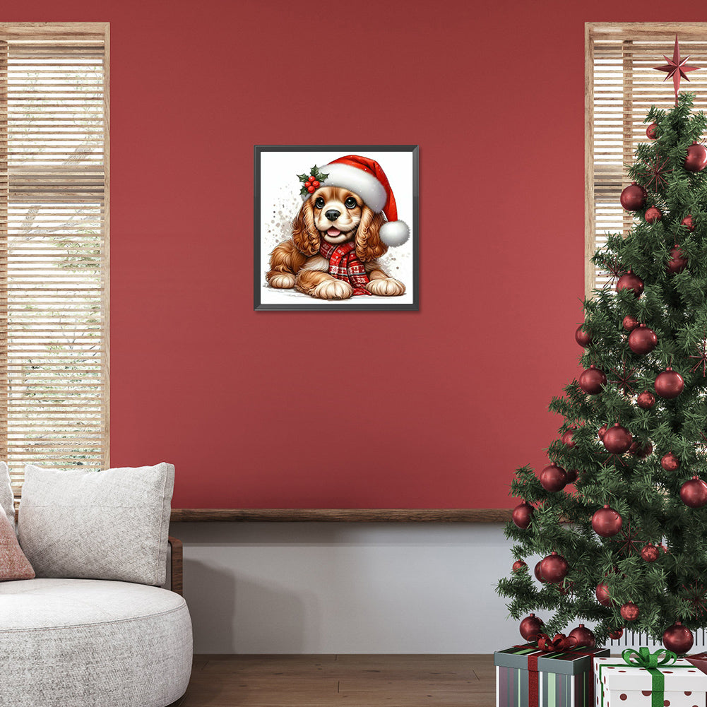 Diamond Painting - Full Round - Christmas Puppy (30*30CM)
