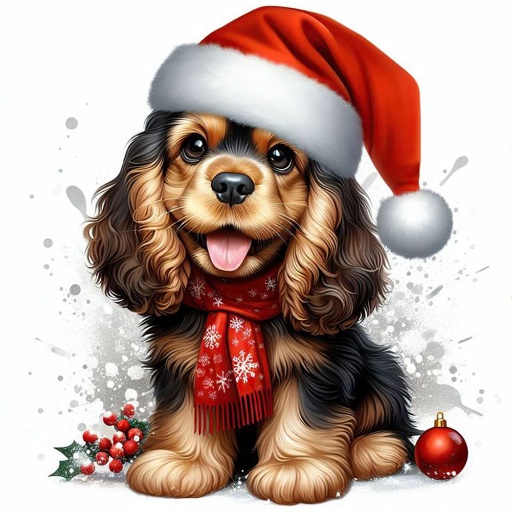 Diamond Painting - Full Round - Christmas Puppy (30*30CM)