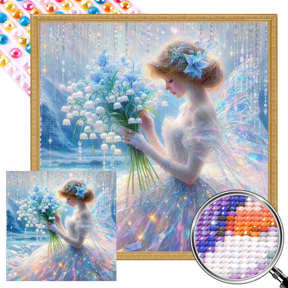 AB Diamond Painting - Full Round - Lily of the Valley Bouquet and Fairy Girl (40*40CM)