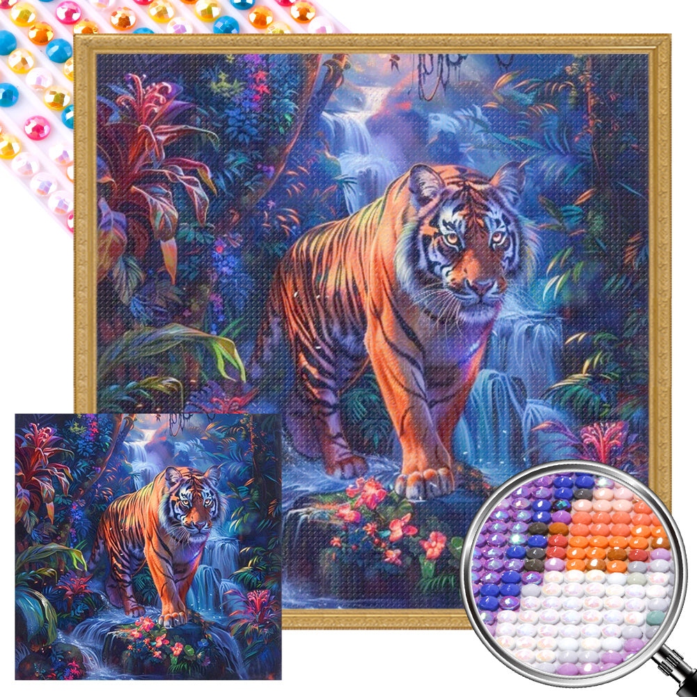 AB Diamond Painting - Full Round - Tiger in the Forest (40*40CM)