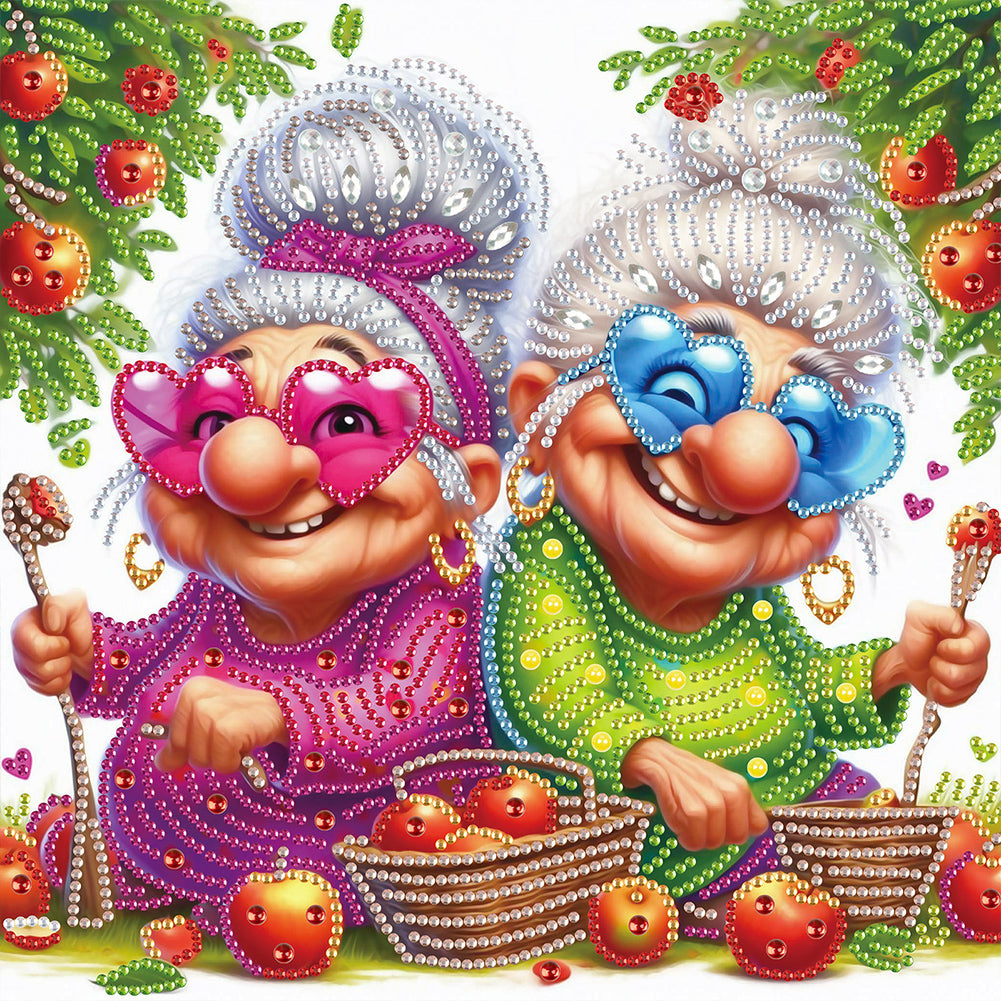 Diamond Painting - Partial Special Shaped - Cute Grandma (30*30CM)