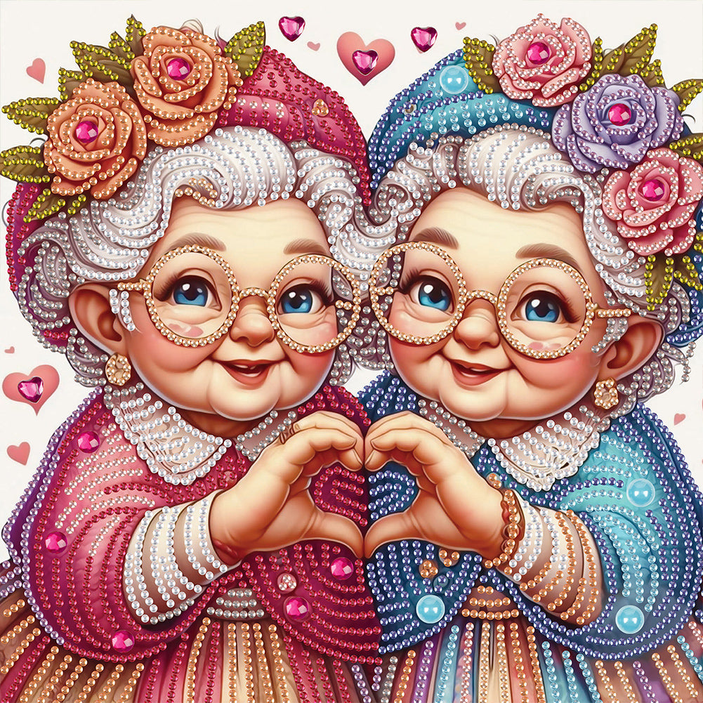 Diamond Painting - Partial Special Shaped - Cute Grandma (30*30CM)