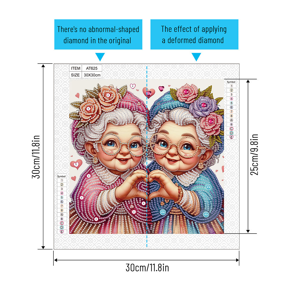 Diamond Painting - Partial Special Shaped - Cute Grandma (30*30CM)