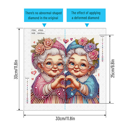 Diamond Painting - Partial Special Shaped - Cute Grandma (30*30CM)