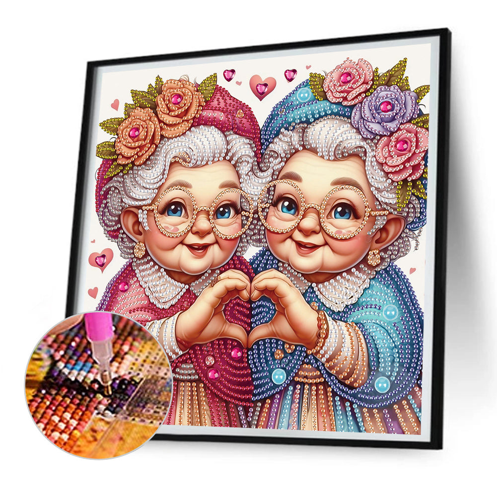 Diamond Painting - Partial Special Shaped - Cute Grandma (30*30CM)