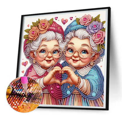 Diamond Painting - Partial Special Shaped - Cute Grandma (30*30CM)
