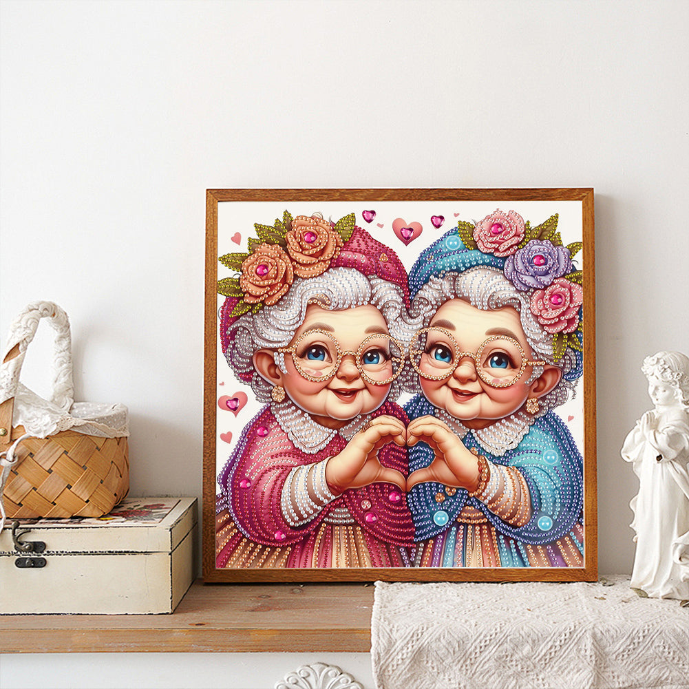 Diamond Painting - Partial Special Shaped - Cute Grandma (30*30CM)