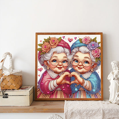Diamond Painting - Partial Special Shaped - Cute Grandma (30*30CM)