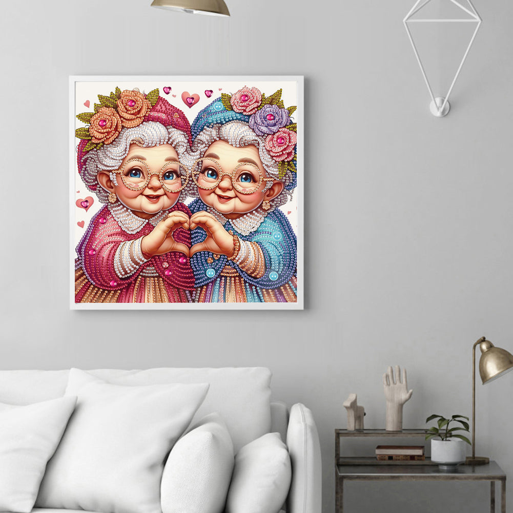 Diamond Painting - Partial Special Shaped - Cute Grandma (30*30CM)