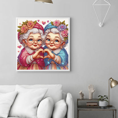 Diamond Painting - Partial Special Shaped - Cute Grandma (30*30CM)