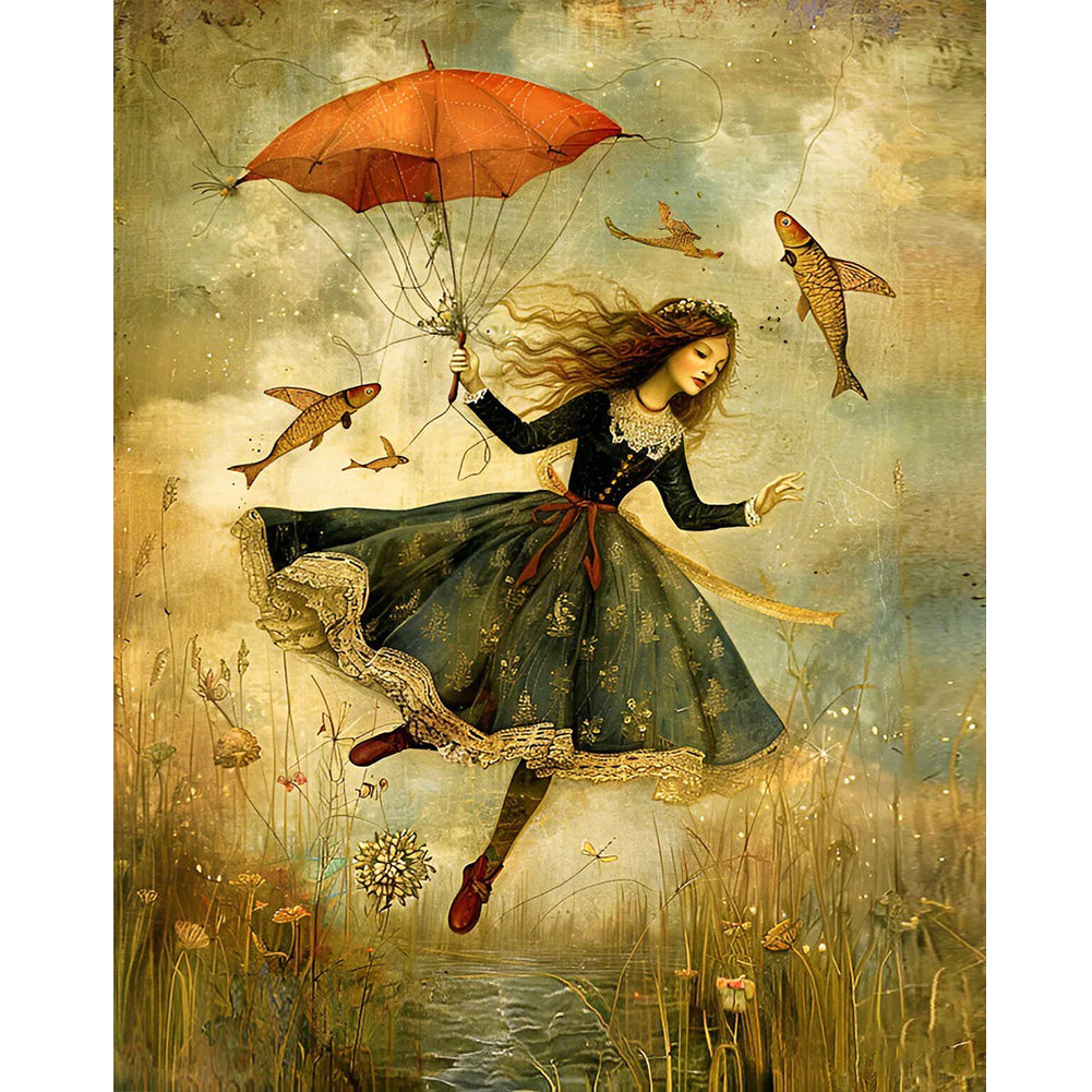 Diamond Painting - Full Round - Fantasy Flying Girl (40*50CM)