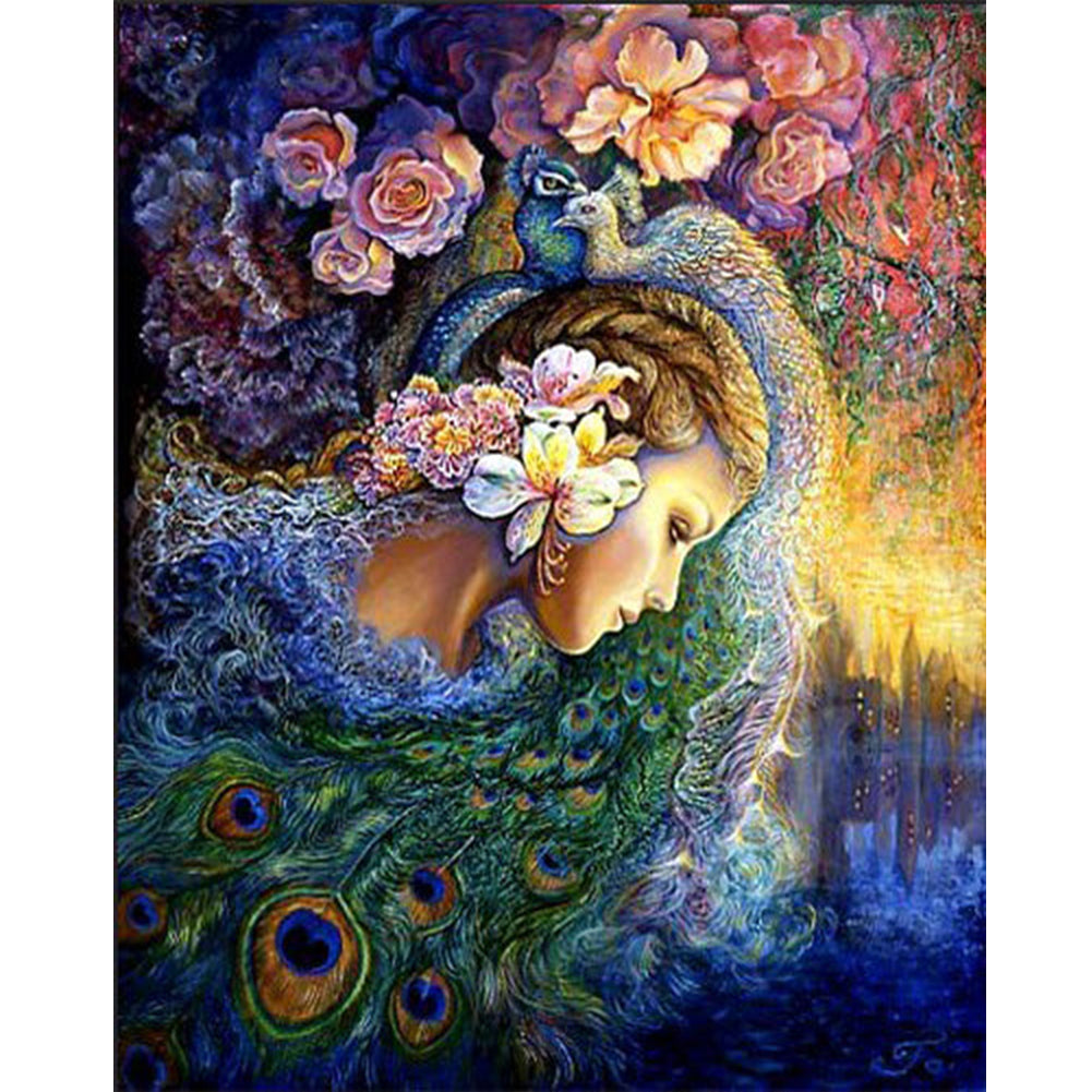 Diamond Painting - Full Round - Peacock Flower Girl (40*50CM)