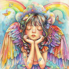 Load image into Gallery viewer, Diamond Painting - Full Round - Rainbow Angel Girl With Colorful Feathers (30*30CM)
