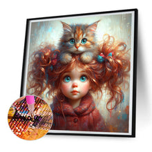 Load image into Gallery viewer, Diamond Painting - Full Round - Curly-Haired Kitten Girl (30*30CM)
