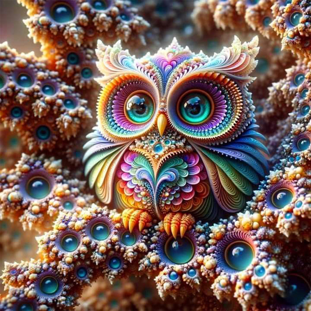 Diamond Painting - Full Round - Owl With Cat Eyes (40*40CM)