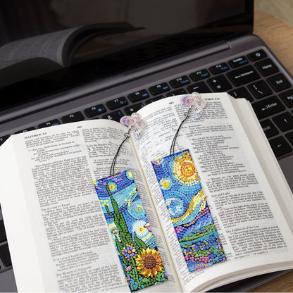 3Pcs Special Shape Flower Diamond Art Bookmark with Pendant for Adults Beginners