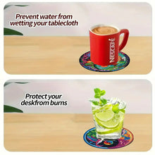 Load image into Gallery viewer, 8Pcs Wooden Moon Scenery DIY Coaster Diamond Dot Kits Round Diamond Art Coasters
