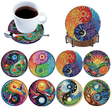 Load image into Gallery viewer, 8Pcs Wooden Moon Scenery DIY Coaster Diamond Dot Kits Round Diamond Art Coasters
