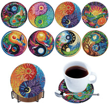 Load image into Gallery viewer, 8Pcs Wooden Moon Scenery DIY Coaster Diamond Dot Kits Round Diamond Art Coasters
