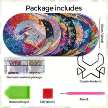 Load image into Gallery viewer, 8Pcs Wooden Moon Scenery DIY Coaster Diamond Dot Kits Round Diamond Art Coasters
