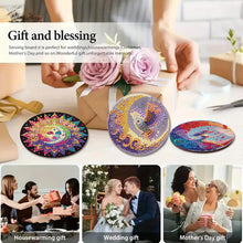 Load image into Gallery viewer, 8Pcs Wooden Moon Scenery DIY Coaster Diamond Dot Kits Round Diamond Art Coasters
